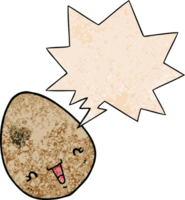 cartoon egg with speech bubble in retro texture style png
