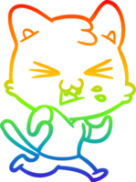 arc en ciel pente ligne dessin de une dessin animé chat sifflant png