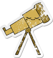 distressed sticker of a cute cartoon telescope png