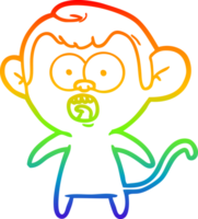 rainbow gradient line drawing of a cartoon shocked monkey png