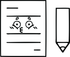 line drawing cartoon of a test paper png