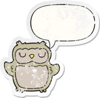 cartoon owl with speech bubble distressed distressed old sticker png