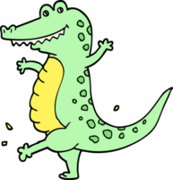 hand drawn doodle style cartoon dancing crocodile png