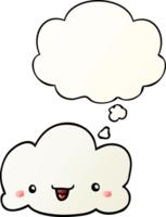 cartoon cloud with thought bubble in smooth gradient style png