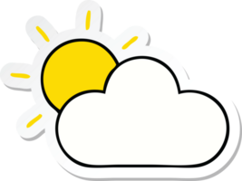 klistermärke av en söt tecknad solsken och moln png