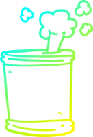 cold gradient line drawing of a cartoon bursting can of food png