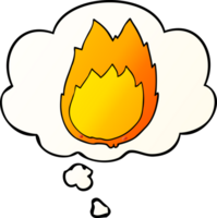 cartoon flames with thought bubble in smooth gradient style png