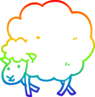 rainbow gradient line drawing of a cartoon sheep png