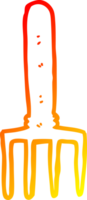 warm gradient line drawing of a cartoon fork png