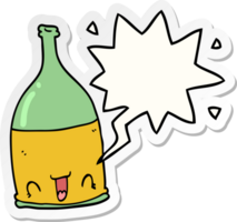 desenho animado vinho garrafa com discurso bolha adesivo png