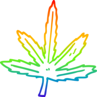 rainbow gradient line drawing of a cartoon marijuana leaf png