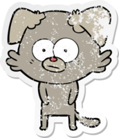 distressed sticker of a nervous dog cartoon png