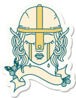 sticker of a crying elf fighter character face png