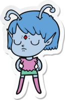 sticker of a cartoon alien girl png