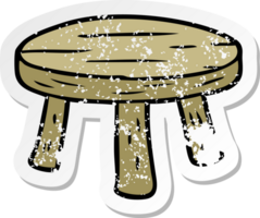 distressed sticker of a cartoon small stool png