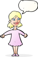 cartoon woman with open arms with speech bubble png