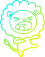 cold gradient line drawing of a cartoon angry lion png