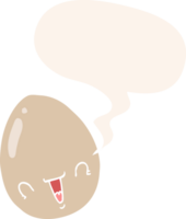 cartone animato uovo con discorso bolla nel retrò stile png