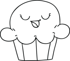 line drawing quirky cartoon happy cake png