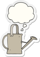 cartoon watering can with thought bubble as a printed sticker png