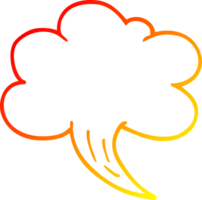 warm gradient line drawing of a cartoon whooshing cloud png