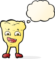 dente amarelo dos desenhos animados com balão de pensamento png