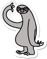 sticker of a quirky hand drawn cartoon sloth png