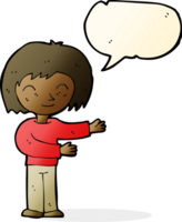 cartoon woman gesturing welcome with speech bubble png