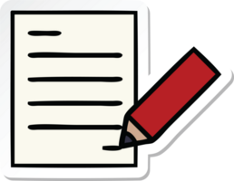 sticker of a cute cartoon of writing a document png