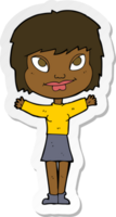 sticker of a cartoon woman waving arms png