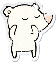 distressed sticker of a happy cartoon polar bear png