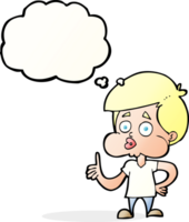 cartoon boy giving thumbs up with thought bubble png