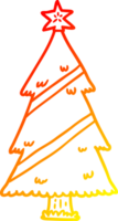 warm gradient line drawing of a christmas tree png