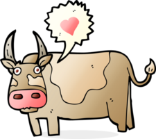 vaca de desenho animado com coração de amor png