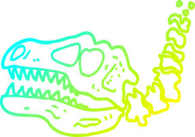 cold gradient line drawing of a cartoon dinosaur bones png