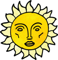 dessin animé doodle visage de soleil traditionnel png