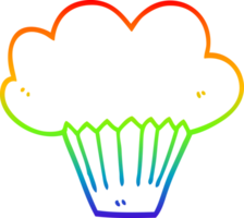 rainbow gradient line drawing of a cartoon muffin png