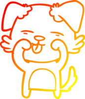 warm gradient line drawing of a cartoon dog rubbing eyes png