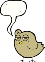 pájaro de divertidos dibujos animados con burbujas de discurso png