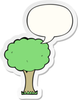 desenho animado árvore com discurso bolha adesivo png