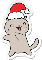 adesivo di un simpatico gatto di Natale cartone animato png