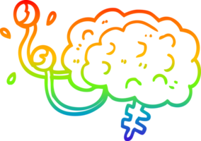 rainbow gradient line drawing of a cartoon monster brain png