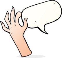 tekenfilm hand- symbool met toespraak bubbel png