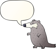 cartoon badger with speech bubble in smooth gradient style png