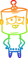 rainbow gradient line drawing of a cartoon robot png