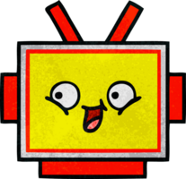 retro grunge texture cartoon of a robot head png