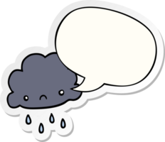 cartoon storm cloud with speech bubble sticker png