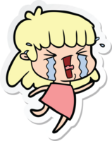 sticker of a cartoon woman in tears png