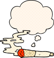 cartoon cigarette with thought bubble in comic book style png