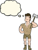 cartoon lumberjack with thought bubble png